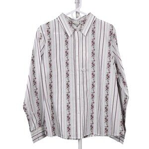 White Stag VTG Button Up Shirt XL 16 18 Womens NEW Striped Floral Easy Care